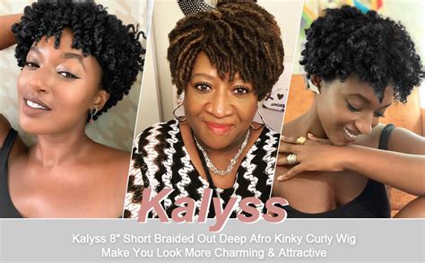 Amazon Kalyss Short Braided Out Deep Afro Kinky Curly Wigs