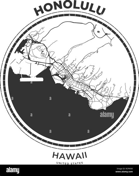 T Shirt Mapa Insignia De Honolulu Hawaii Tee Shirt Tipografía Emblema