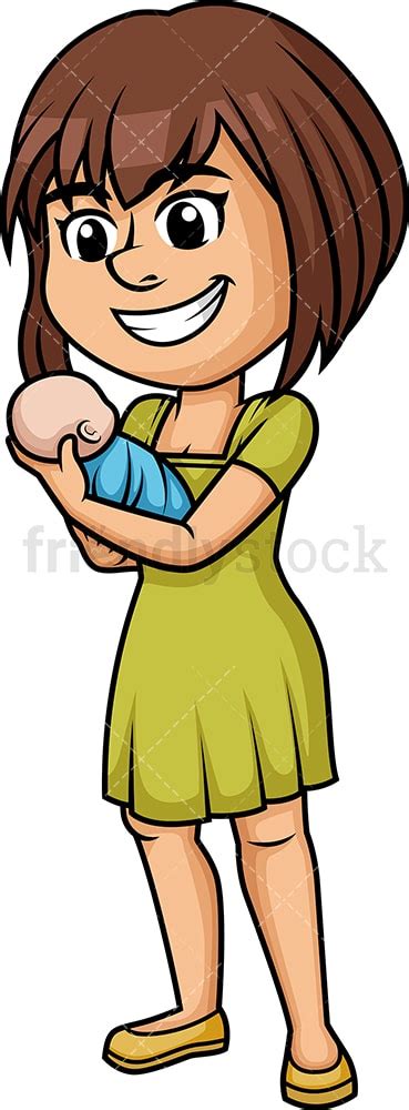 Mom Holding Baby Cartoon Vector Clipart Friendlystock