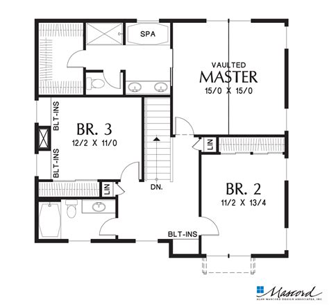 Mascord House Plan 22193es The Forest Park Upper Floor Plan Country
