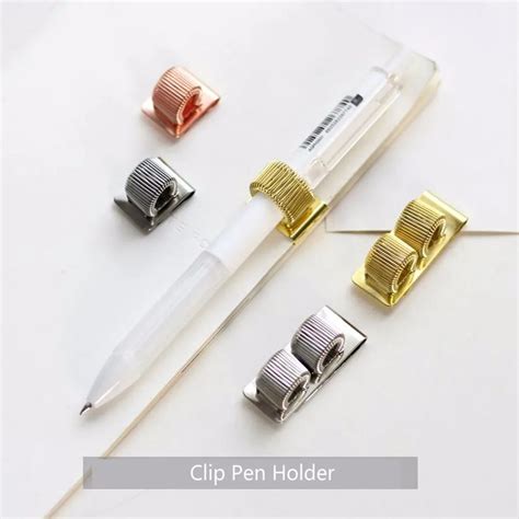 Gold Metal Spring Pen Holder Pen Clip For Genuine Leather Notebook