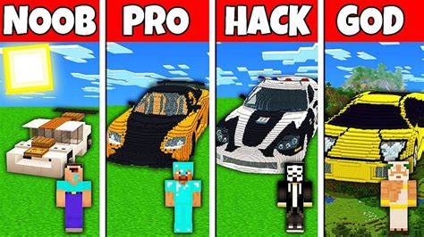 Minecraft Battle Noob Vs Pro Vs Hacker Vs God Sport Car House Build