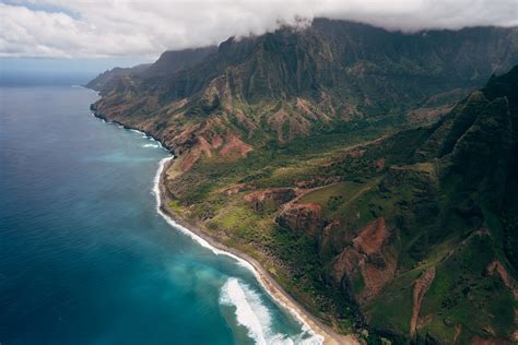 nature, Hawaii, Landscape, Mountains, Clouds, Water, Aerial view, Birds ...