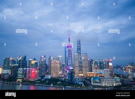 Shanghai Urban Construction Scenery At Night Stock Photo Alamy