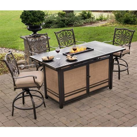 Hanover Outdoor Traditions 5 Piece Fire Pit Bar Set