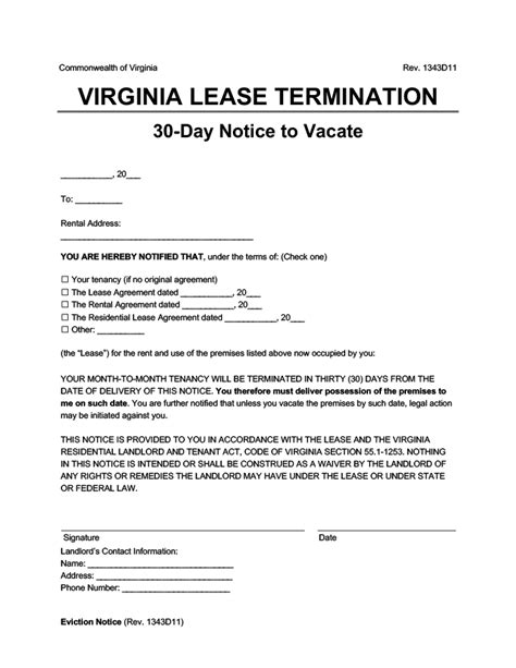 Free Virginia Eviction Notice Forms Notice To Quit Heading