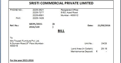 You can download the below laundry bill template and customize it as per your business or personal requirements. Society Maintenance Bill Format in Word Free Download