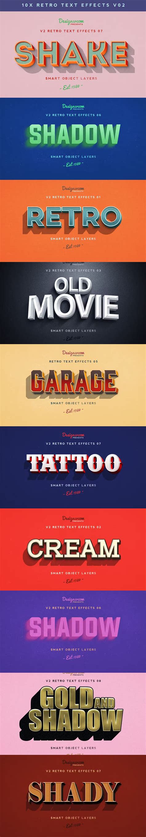 Retro Text Effects V2 Photoshop Styles