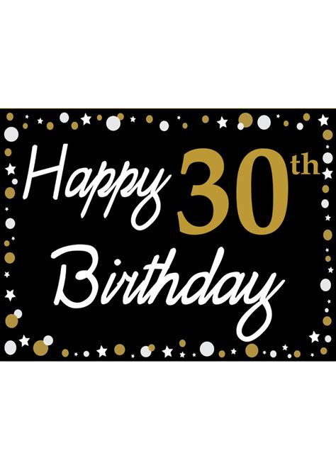 Happy 30th Birthday Black Gold And White Yard Sign Party On