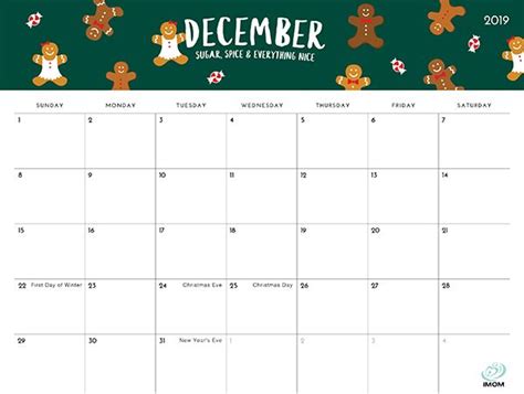 2023 Foodie Printable Calendars For Moms Imom December Calendar