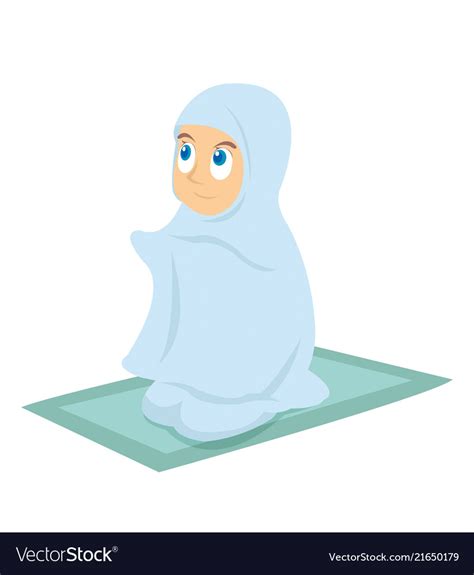 A Young Muslim Girl Praying Royalty Free Vector Image