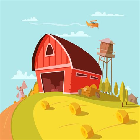 Farm Building Cartoon Background 472249 Vector Art At Vecteezy