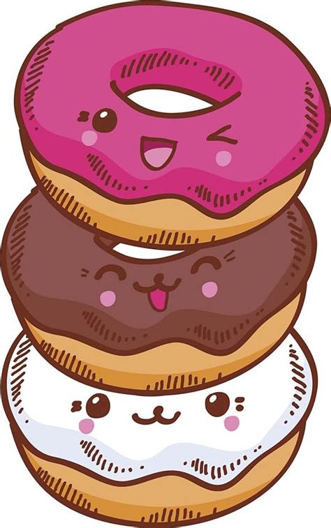 Divine Designs Cute Girly Kawaii Donut Cartoon Emoji Stack