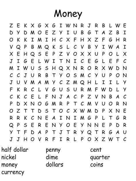 Money Word Search Wordmint