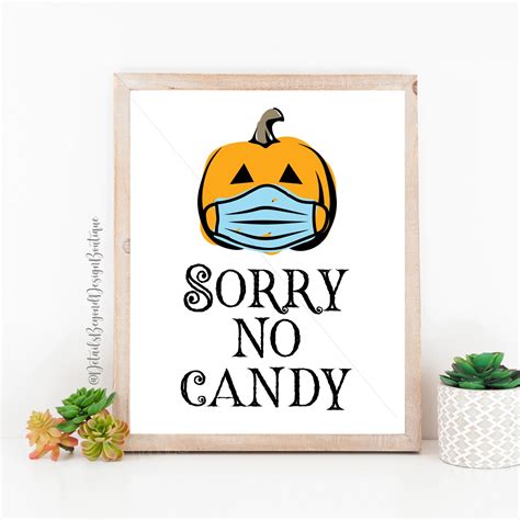 Sorry No Candy Printable Halloween Door Sign Masked Pumpkin Etsy Canada
