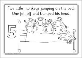 Five little monkeys coloring book pages and tracer pages. Five Little Monkeys Jumping on the Bed colouring sheets ...