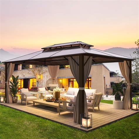 Buy Erommy Hardtop Gazebo 4 X 3 M Outdoor Double Polycarbonate Roof Gazebo Garden Pavilion