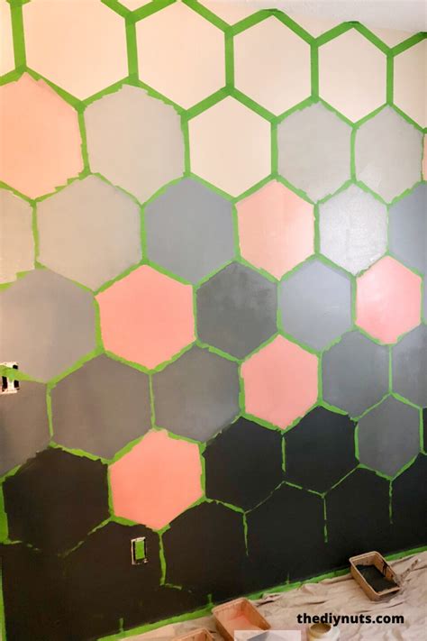 Bedroom wall art over the bed above couch wall décor… DIY Ombre Hexagon Wall | Diy painting, Diy ombre, Wall