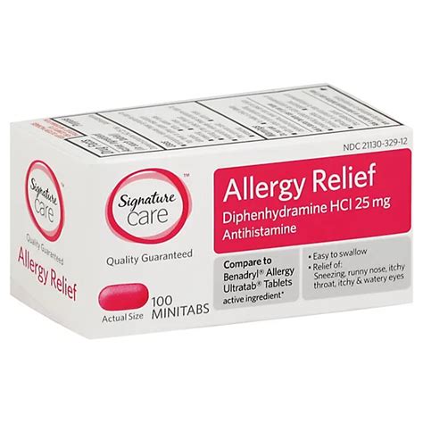 Signature Selectcare Allergy Relief Diphenhydramine Hci 25mg