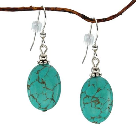 Shop Handmade Jewelry By Dawn Oval Turquoise Magnesite Earrings Usa