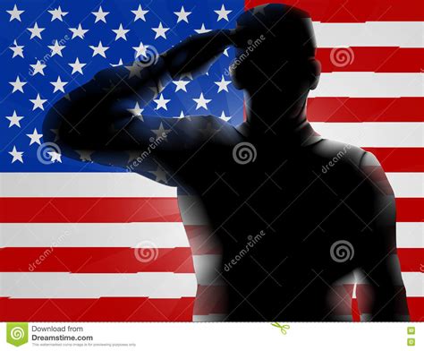 Veterans Day Silhouette Soldier Saluting Stock Vector Illustration Of