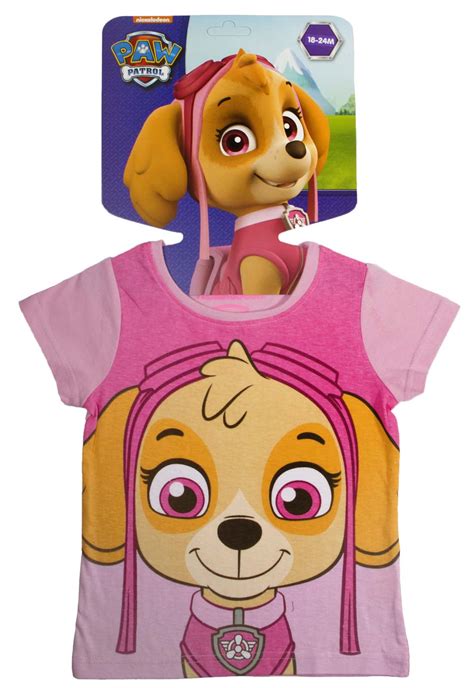 Paw Patrol T Shirt With Face Mask Short Sleeve Top Skye Chase Marshall