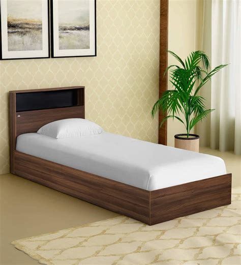 Buy Urban Single Bed With Head Board Shelf And Storage In Acacia Dark