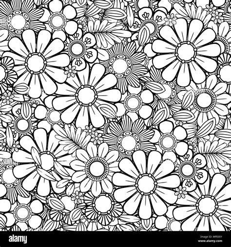 Floral Pattern Line Art Flowers Line Drawing Free Vector Flower