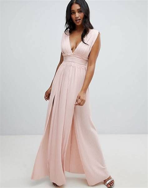 Asos Design Premium Lace Insert Pleated Maxi Dress Maxi Dress Prom