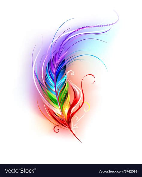 Rainbow Feather On White Background Royalty Free Vector