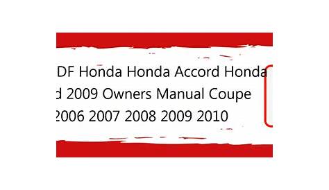 Free PDF Honda Honda Accord Honda Accord 2009 Owners Manual Coupe 2005