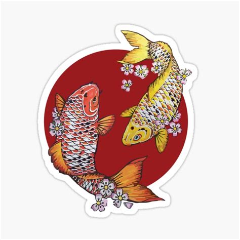 Cherry Blossom Japanese Koi Fish Nishikigoi Koi Carp Sticker By