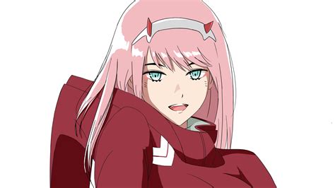 Darling In The Franxx Zero Two With Green Eyes With White Background Hd