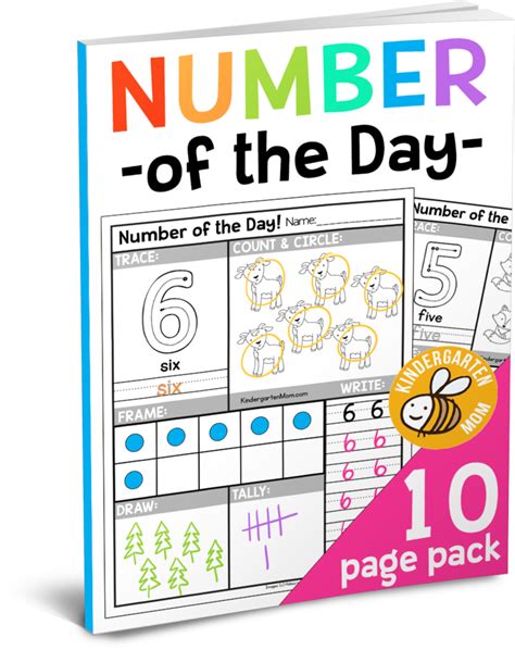 Free Number Of The Day Worksheets Kindergarten Mom