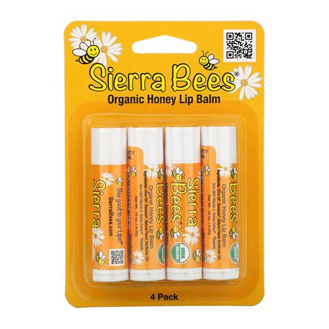 Sierra Bees Organic Lip Balms Honey 4 Pack 15 Oz 425 G Each Iherb