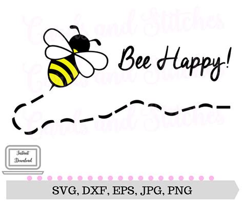 Download Bee SVG Bee Happy SVG Digital Cutting File Silhouette