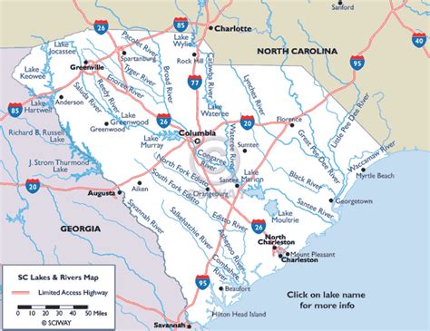 Map Of South Carolina Lakes And Rivers