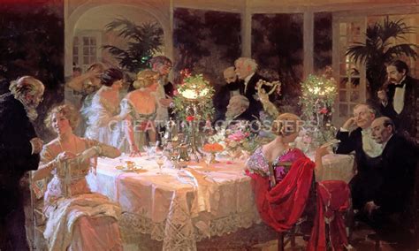 The Dinner Party Society Fashionable Rich People Painting By Jules Grun