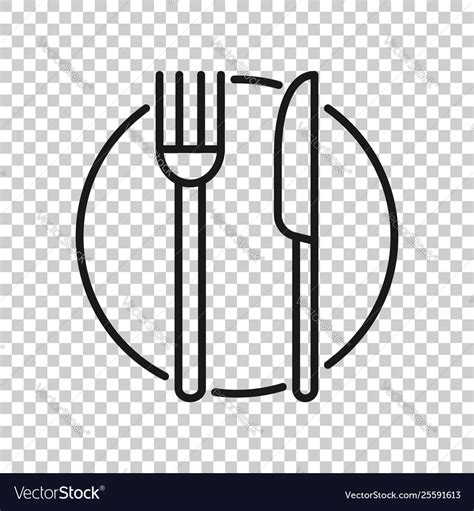 Fork Knife And Plate Icon In Transparent Style Vector Image