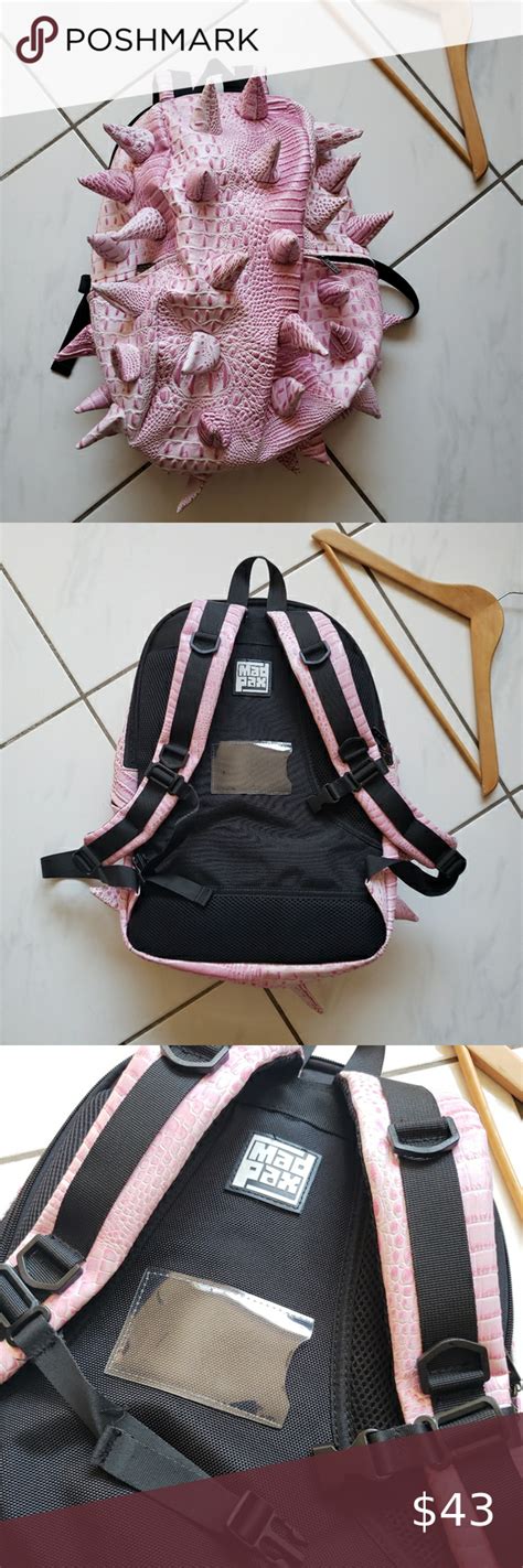 mad pax 💜pink spike faux leather bookbag backpack in 2020 pink bookbag bookbags faux leather