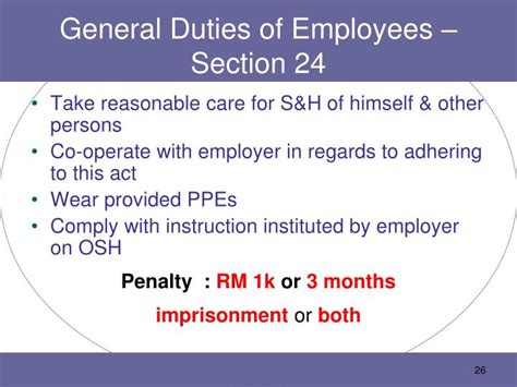 The obligation (osha 1994, section 15 (2c) to train staff starts from the day you employ them. PPT - Legal requirements of Occupational Safety and Health ...