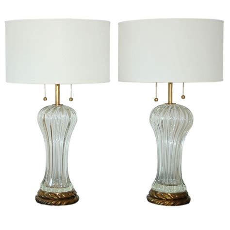 Vintage Murano Clear Glass Lamps By The Marbro Lamp Company At 1stdibs