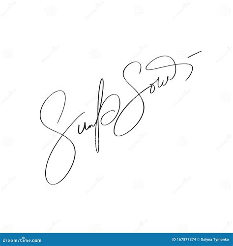 Manual Signature For Documents On White Background Hand Drawn