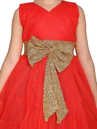 Sleeveless Red Girls Party Wear Frock For Kids Size 16 30 At Rs