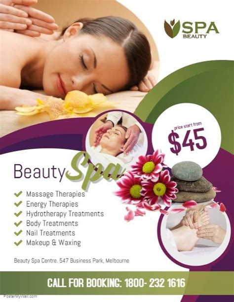 Beauty Spa Salon Flyer Poster Template Spa Flyer Beauty Spa Spa Massage Therapy