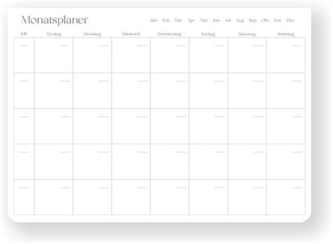 Monatsplaner Din A4 Kalender Undatiert Monatsplanung Runde Ecken