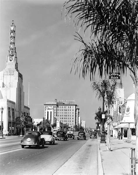 Looking West Along Wilshire Blvd Beverly Hills Toward The Warner Bros