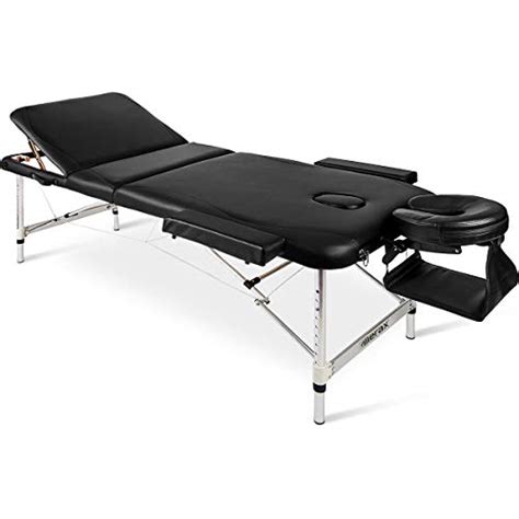 Merax Aluminium Frame Massage Table 84 3 Section Portable Salon Spa Table Black Beautyworld