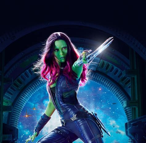 Gamora Zoe Saldana Guardians Of The Galaxy Vol K K Wallpaper