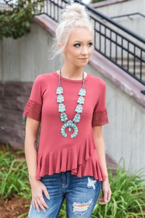 filly flair exclusive laura s favorite short sleeve top in marsala women clothing boutique